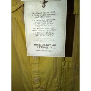Magnolia Pearl Striped Distressed Cotton Linen Tunic   Mustard Yellow OS  NWT
